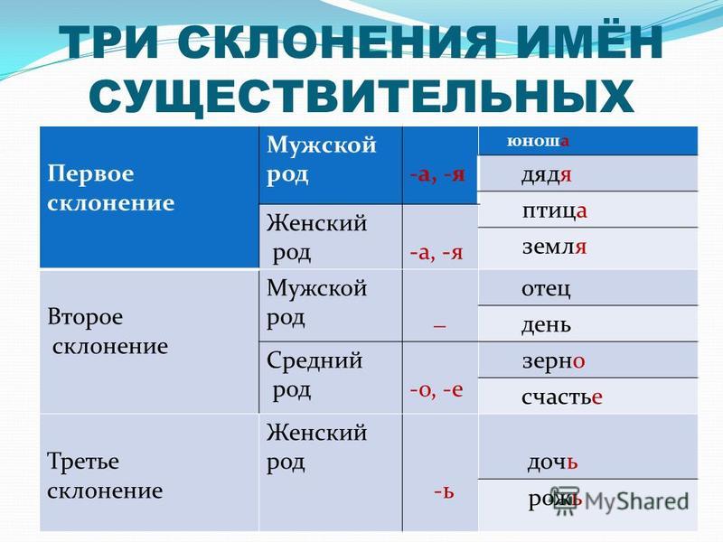 К какому склонению относится существительное