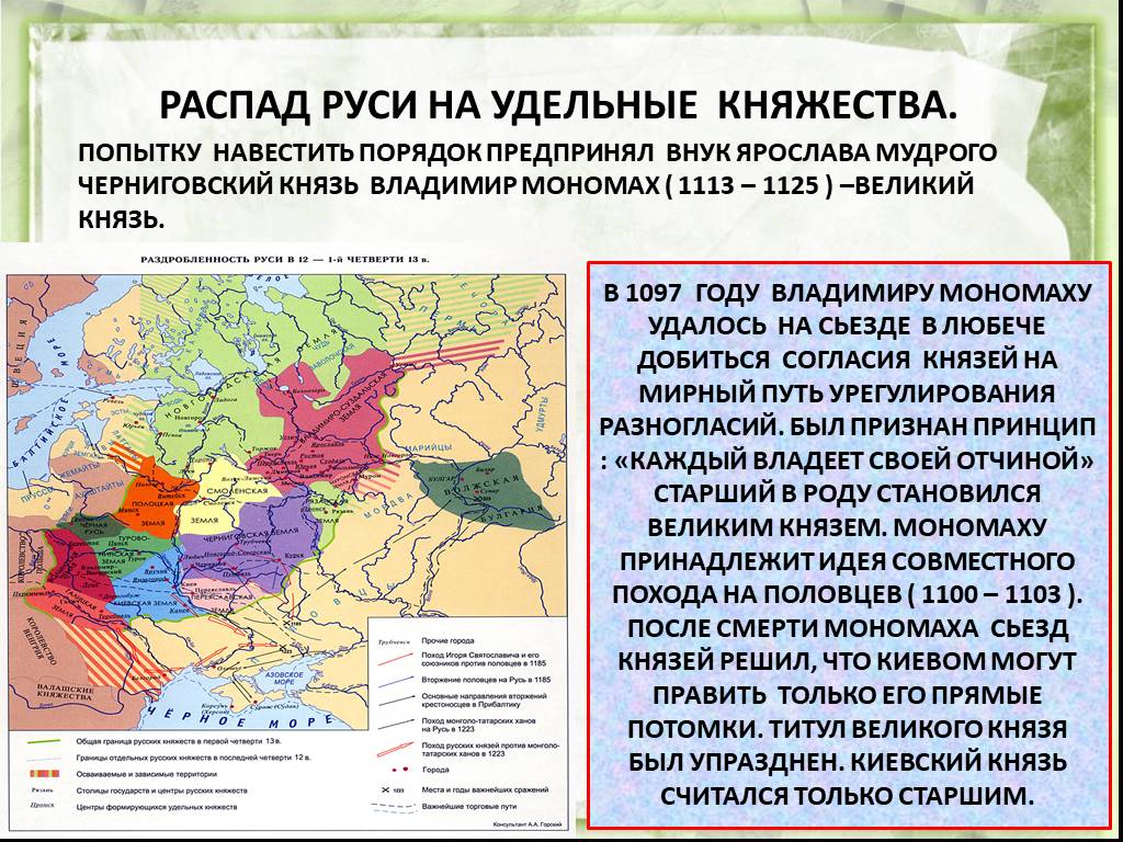 Укажите факторы которые в период политической раздробленности. Распад Руси на удельные княжества. Раздробленность русских земель. Распад Киевской Руси на княжества. Русские княжества в период феодальной раздробленности.