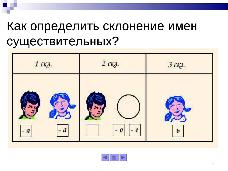 Три склонения имен существительных 4 класс презентация