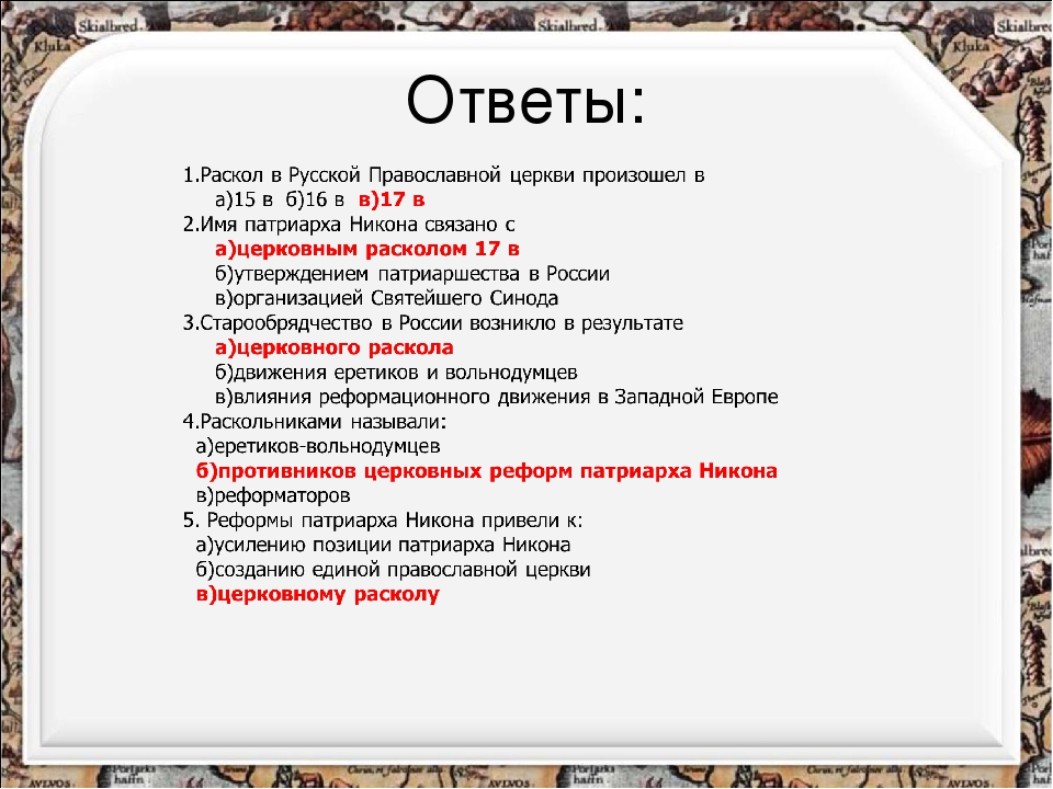 Раскол в русской православной церкви 7 класс презентация