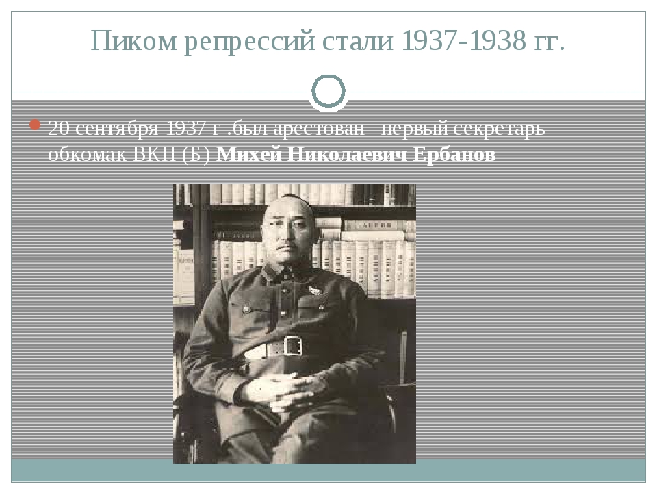 Сентябрь 1937 года. Репрессии в бурят-Монголии в 1937. Ербанов Михей Николаевич. Пик репрессий.